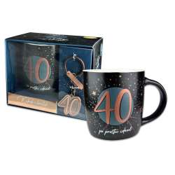 Kubek Denim z metalowym brelokiem - 40 urodziny