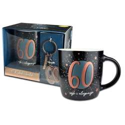 Kubek Denim z metalowym brelokiem - 60 urodziny
