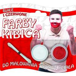 Farby do twarzy kibica 2 kolory biały i czerwony - 1