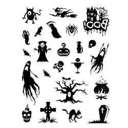 Tatuaże zmywalne Halloween 23szt biało-czarne - 1