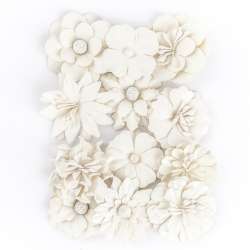 Kwiaty papierowe gotowe białe 4 cm 12szt - 1