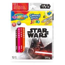 Kredki ołówkowe trójkątne JUMBO 12 sztuk 13 kolorów + temperówka Colorino Kids Star Wars (89472PTR) - 1