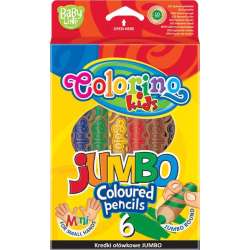 Kredki ołówkowe Jumbo 6 kol naturalne drewno + tem. Colorino Kids (33121PTR) - 1