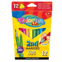 Flamastry dwustronne pędzelkowe 12 kolorów Colorino Creative (92500PTR) - 1