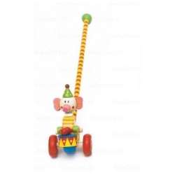 Drewniana zabawka do pchania - klaun z bębenkiem (1572868) - 1