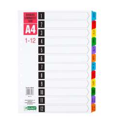 Przekładki kartonowe 1-12 index laminowany D.RECT - 1