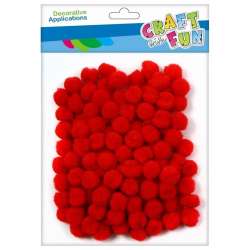 Pompony dekoracyjne czerwony 1cm 120szt (463922) - 1