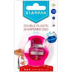 Temperówka plastikowa podwójna dysk różowa - 1