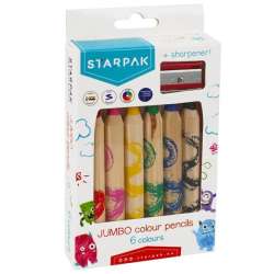 Kredki ołówkowe 6 kolorów Jumbo + temperówka STARPAK (472396) - 1