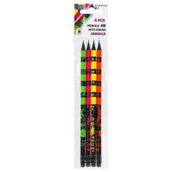 Ołówek z gumką okrągły HB Jamajka 4szt - 1