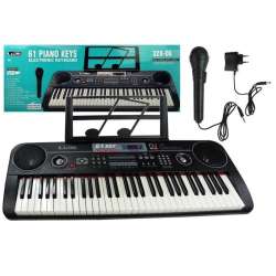 Keyboard organy 328-06 + mikrofon+ zasilacz czarny - 1