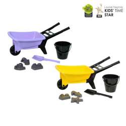 PLASTO Taczka 56 cm z akcesoriami do piasku, 2 kolory Żółta/Liliowa PLA1317 mix cena za 1 szt (PLA1317000)