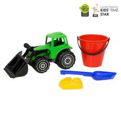 PLASTO Traktor z ładowaczem 32cm z akcesoriami do piasku PLA1514 (PLA1514000) - 1