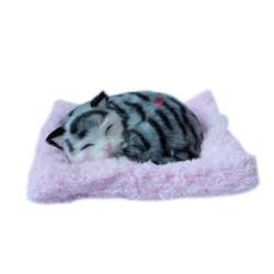 Śpiący kotek na poduszce -szary pręgowany z głosem (6901440107110) - 1