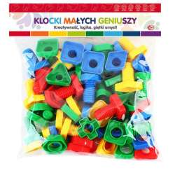 Klocki Małych Geniuszy - Figury geometryczne ze śrubkami 50 elementów 116365 (6901440116365) - 1