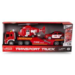 Laweta straży pożarnej z helikopterem i samochodem