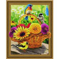 Diamentowa Mozaika Kolorowe kwiatki i ptaszki 5D 40x50cm IPICASSO (5PD4050026) - 1