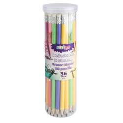 Ołówki pastelowe HB z gumką (36szt) STRIGO - 1