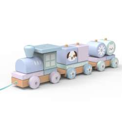 Klocki drewniane pociąg zwierzątka Pastel (GXP-739362) - 1