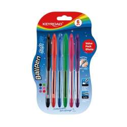 Długopis klasyczny 0,7mm 6szt blister mix kolorów KEYROAD Ball Pen Soft Jet (KR972055)