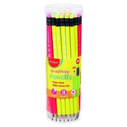 Ołówek drewniany z gumką fluo trójkątny (48szt) - 1