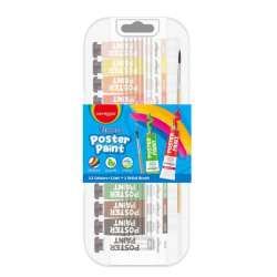 Farby plakatowe KEYROAD 12x12ml, pędzelek gratis, w pudełku, mix kolorów (KR972960)