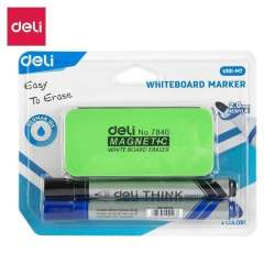 Marker suchościeralny 2mm 2szt + gąbka DELI