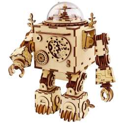 Puzzle Drewniane 3D Pozytywka LED Steampunk Robot
