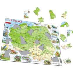 PROMO Układanka puzzle Mapa Polska fizyczna ze zwierzętami - rozmiar Maxi (LA-K98)