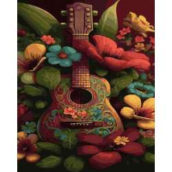 Malowanie po numerach - Gitara w ogrodzie 40x50cm - 1