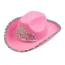 Kapelusz kowbojki różowy z koroną