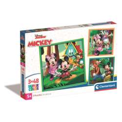 Clementoni Puzzle 3x48el SuperColor square Mickey i Minnie 25298 (25298 CLEMENTONI)