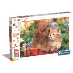Clementoni Puzzle 104el Maxi SuperColor Piesek i kotek Cute Friends 25763 (25763 CLEMENTONI)