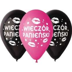 Balony Premium Wieczór panieński czarny różowy 12"/5szt Godan (GS110/PG03)