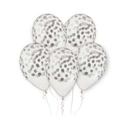 Balony Premium Hel konfetti srebrne 33cm 5szt (GS120/752S)