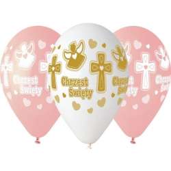 Balony premium hel Chrzest dziewczynki 33cm 5szt (GS120/617BR)