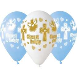 Balony premium hel Chrzest chłopca 33cm 5szt (GS120/617BN)