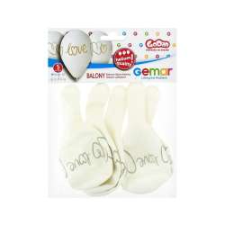 Balony premium hel Love białe 33cm 5szt - 1