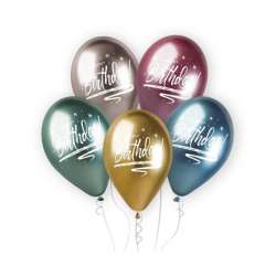 Balony Shiny Premium Hel "Happy Birthday" 13"/33cm 5szt (GBS120/798) - 1