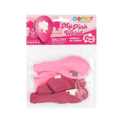 Balony Premium My Pink World w koronie 30cm 5szt - 1