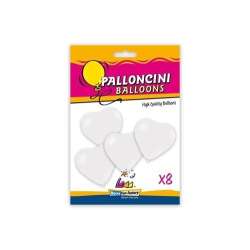 Balony serca białe 25cm 8szt