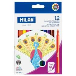Flamastry okrągłe cienkie 12 kolorów MILAN (06F12) - 1