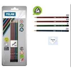 Ołówki trójkątne 4szt+gumka 430 blister MILAN - 1