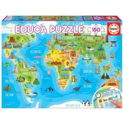 Puzzle 150 Mapa świata dla dzieci (Turystyka) G3 (GXP-676236)
