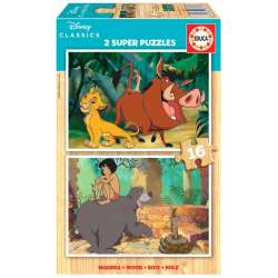 Puzzle 2x16 Król Lew/Księga dżungli (drewniane) G3