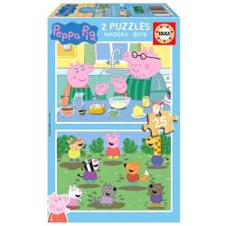Puzzle drewniane 2x25 Świnka Peppa