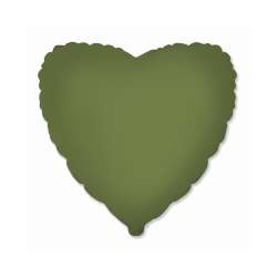Balon foliowy 46cm Serce matowe Olive Green - 1