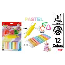 Plastelina 12 kolorów pastel + foremki i wałek - 1