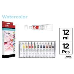 Zestaw farb akwarelowych 12 kolorów  12x12ml./opak Artix (PP171)