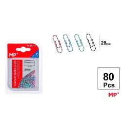 Spinacz biurowy 28mm 80szt kolorowe paski